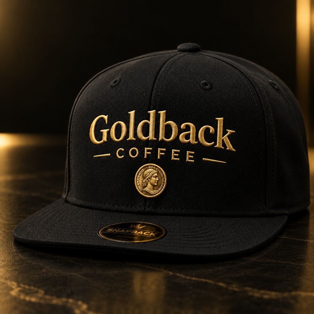 Goldback Coffee Baseball Cap - Black with gold embroidered logo