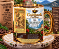 Goldback Coffee Nicaragua Matagalpa Region Dark Roast Organic 3lb mug with gold accents